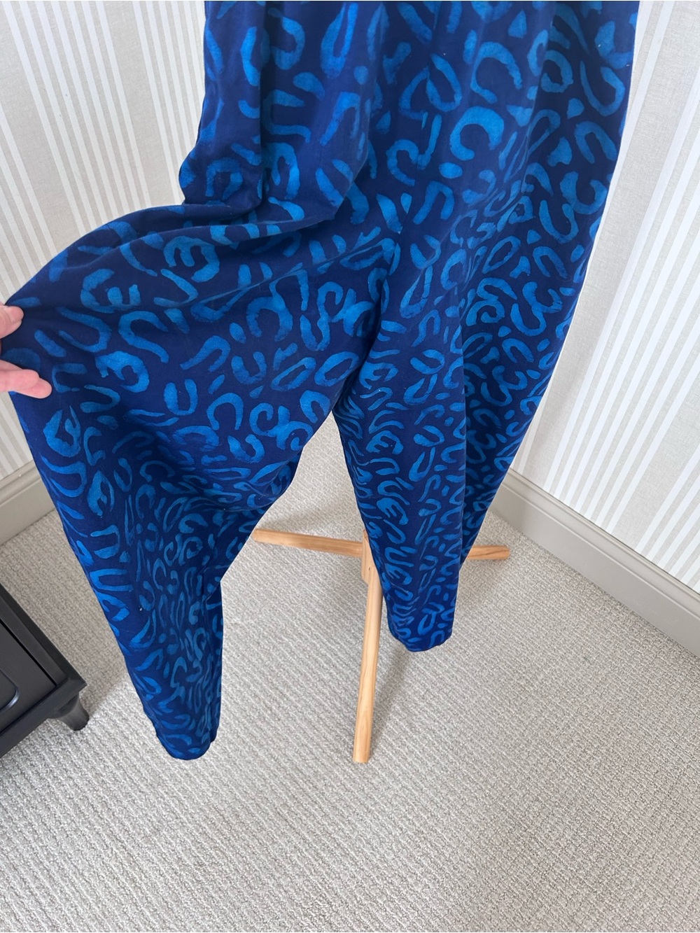 Java Wraps VTG Cobalt & Royal Blue Batik Print Jumpsuit Romper Size Medium Boho - Picture 2 of 10